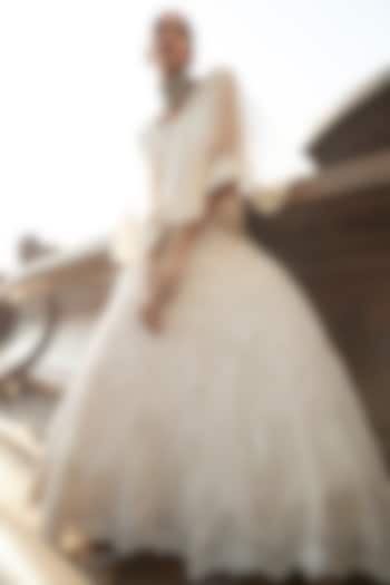 Ivory Organza & Net Embroidered Bridal Lehenga Set by Ridhima Bhasin at Pernia's Pop Up Shop