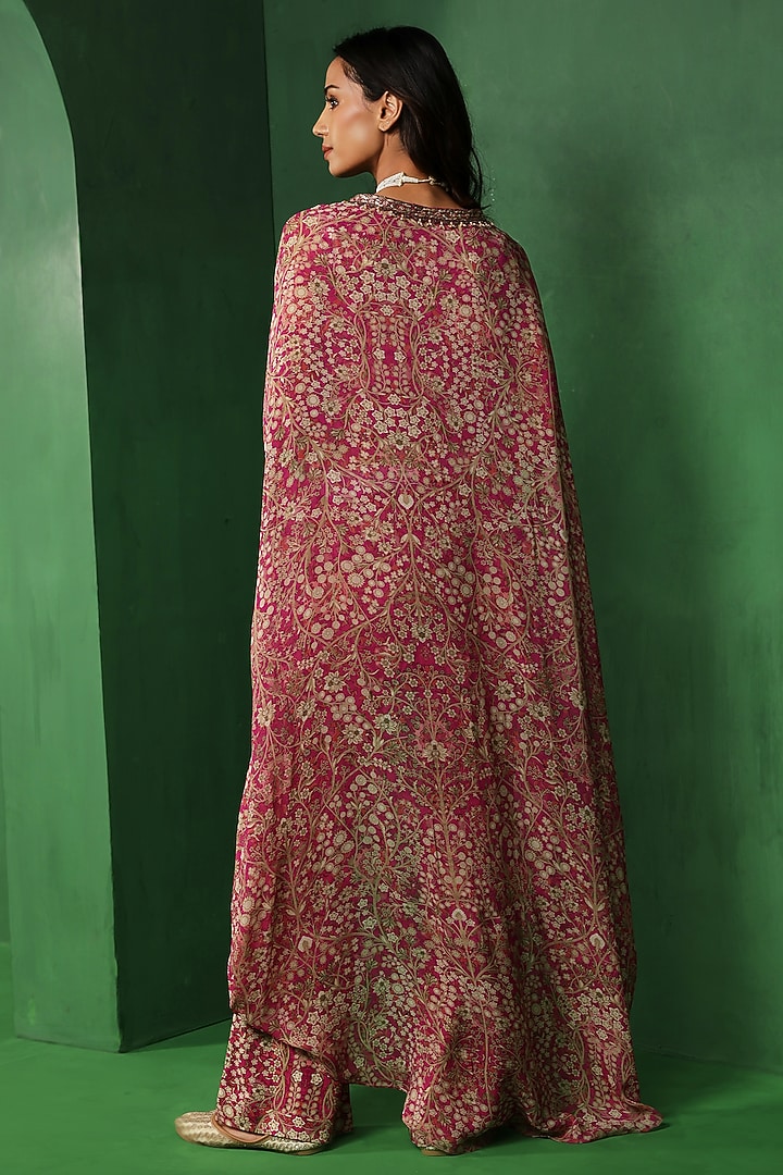 Pink Georgette Printed & Embellished Kurta Set by Ridhima Bhasin at Pernia's Pop Up Shop
