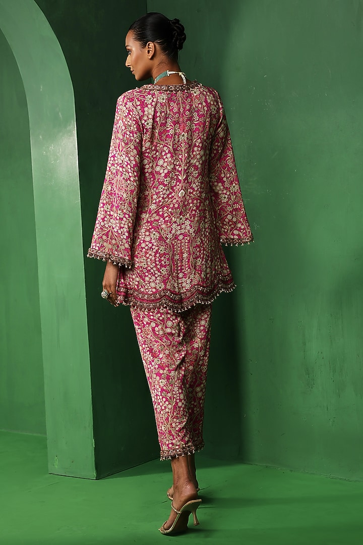 Pink Rayon Embroidered A-Line Kurta Set by Ridhima Bhasin at Pernia's Pop Up Shop