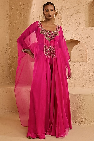 Pink Crepe Pant Set by Ridhima Bhasin