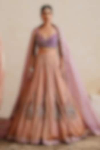Light Pink Tissue Sequin Embroidered Bridal Bridal Lehenga Set by Ridhi garg at Pernia's Pop Up Shop