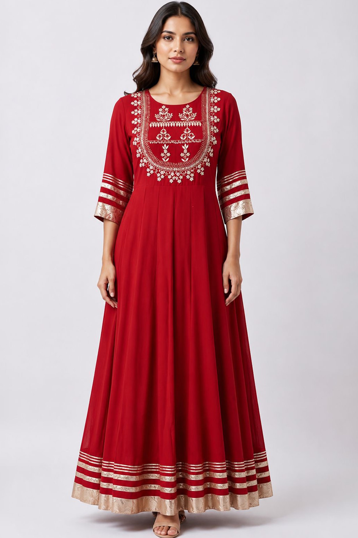Ridhi garg Red Silk Gota Hand Embroidered Anarkali
