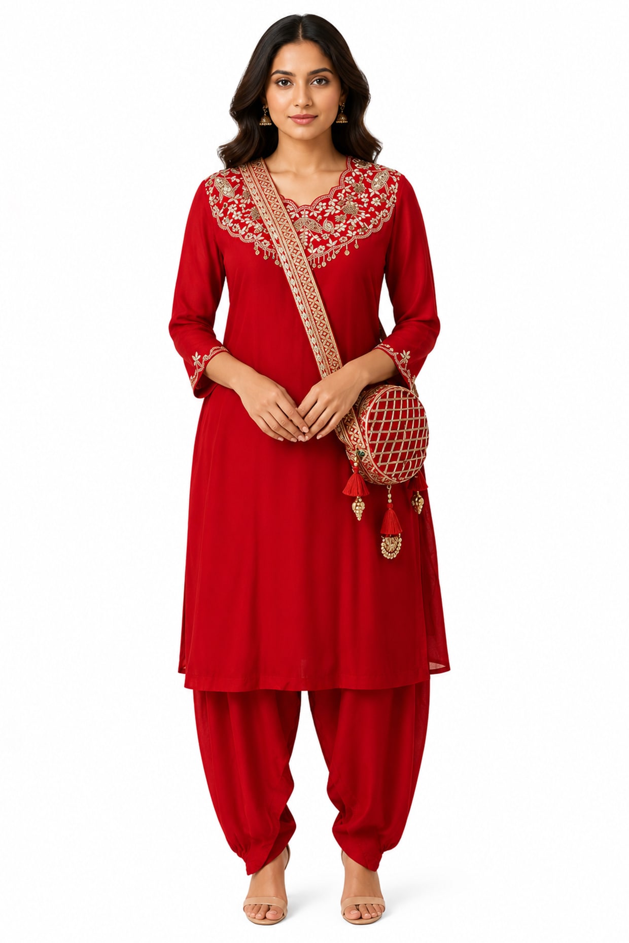 Ridhi garg Red Silk Gota Embroidered Kurta Set