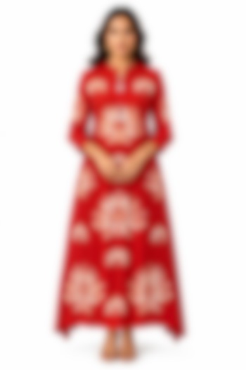 Orange & White Silk Shibori Printed Kurta by Ridhi garg at Pernia's Pop Up Shop
