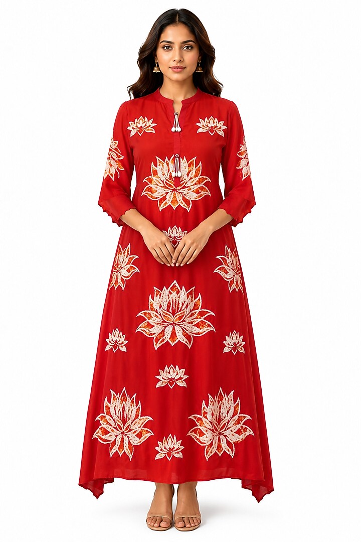 Orange & White Silk Shibori Printed Kurta by Ridhi garg at Pernia's Pop Up Shop