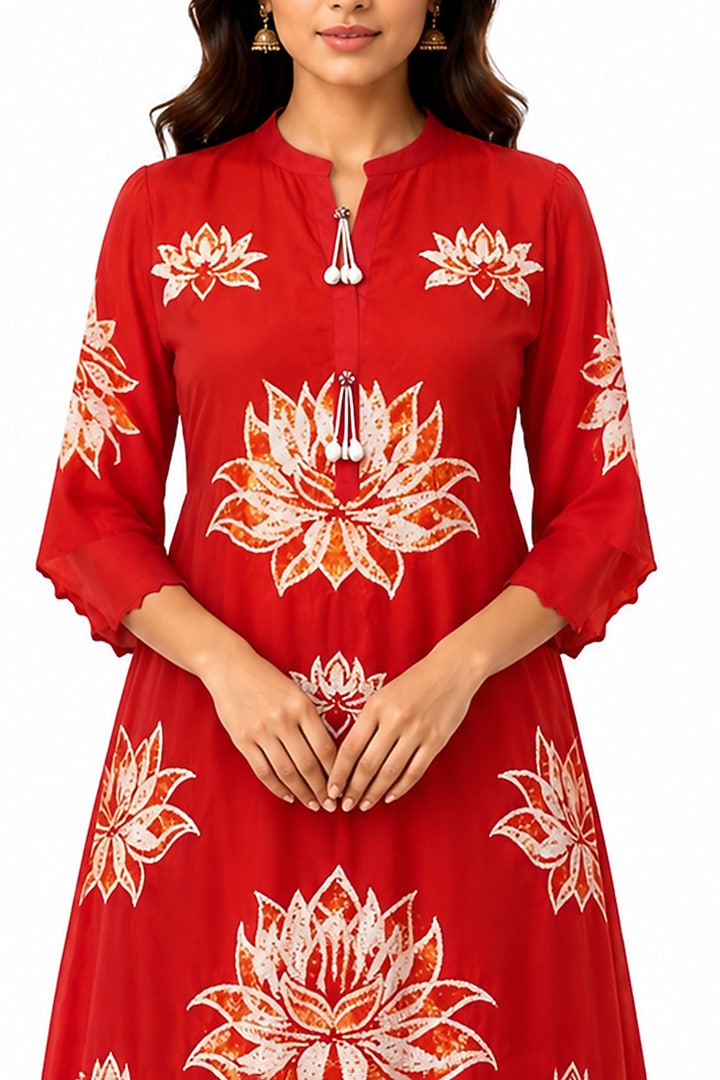 Orange & White Silk Shibori Printed Kurta by Ridhi garg at Pernia's Pop Up Shop