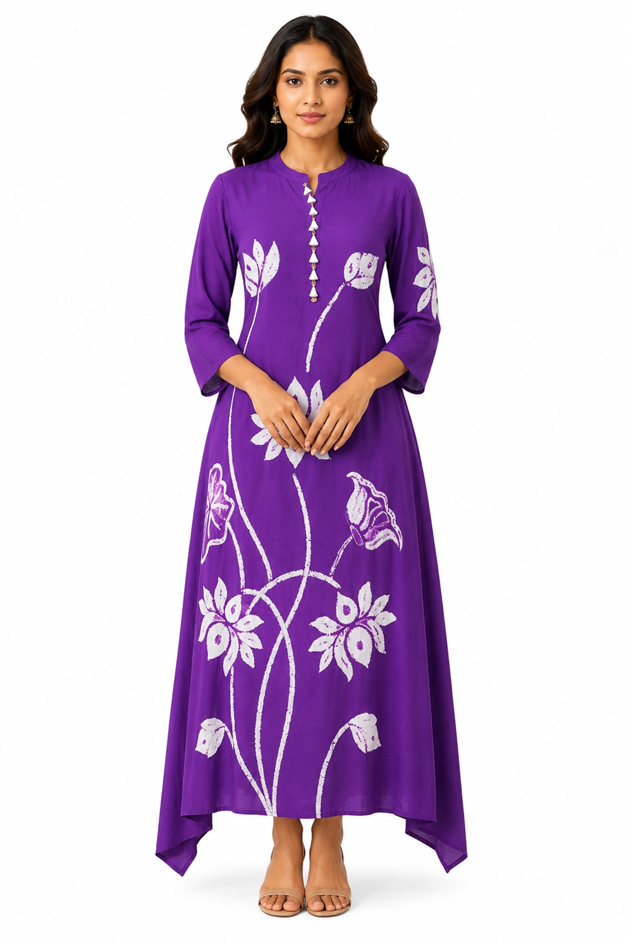 Ridhi garg Purple & White Silk Shibori Printed Kurta