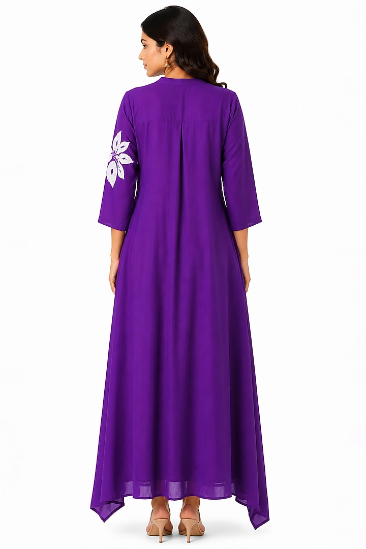Purple & White Silk Shibori Printed Kurta by Ridhi garg at Pernia's Pop Up Shop