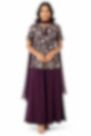 Magenta Crepe Wedding Sharara Set by Ridhi garg at Pernia's Pop Up Shop