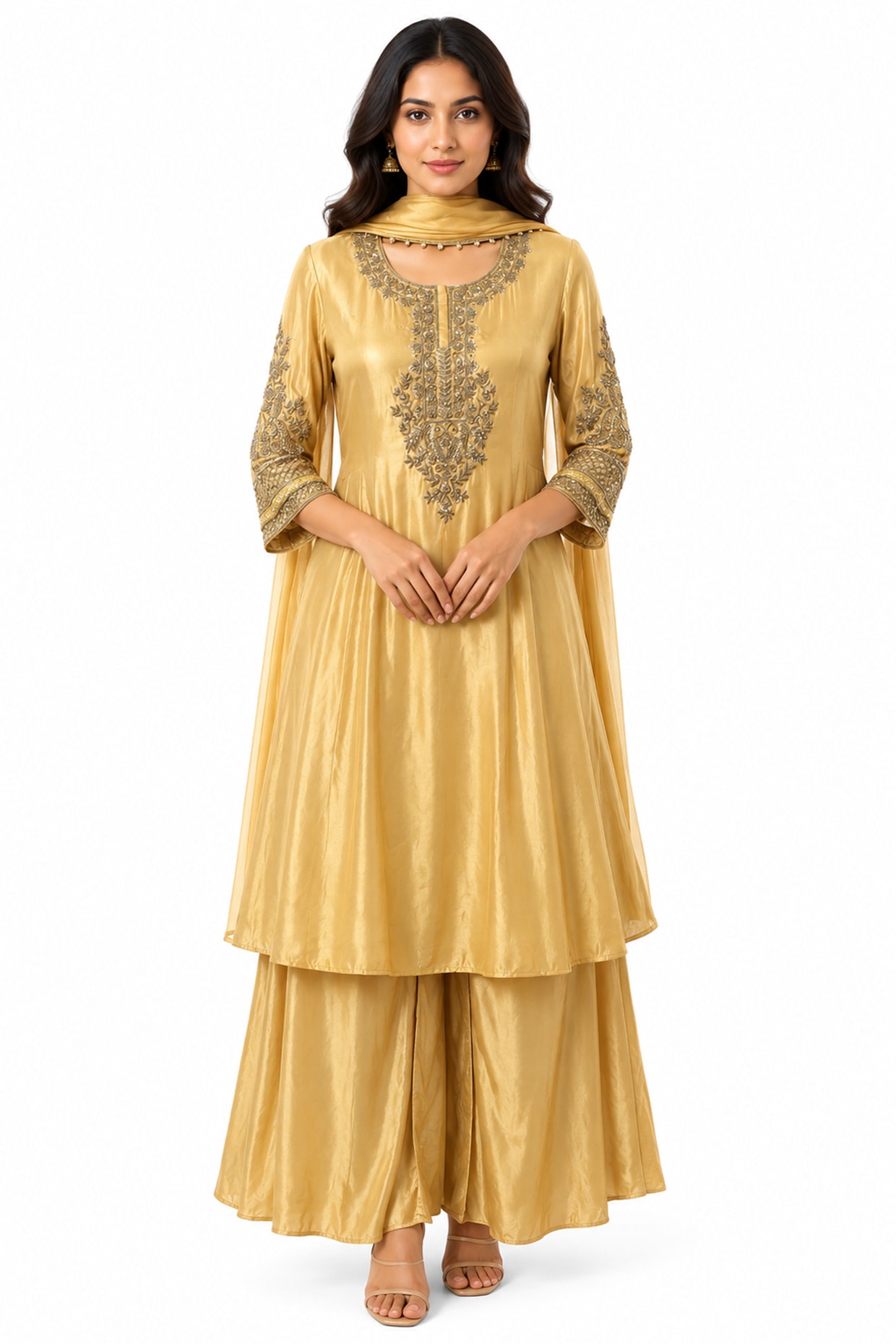 Ridhi garg Yellow Silk Crepe Sharara Set