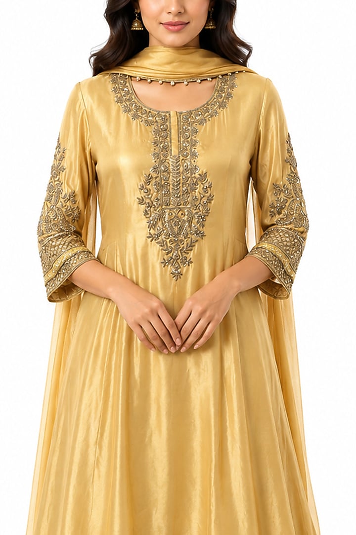 Yellow Silk Crepe Wedding Sharara Set by Ridhi garg at Pernia's Pop Up Shop