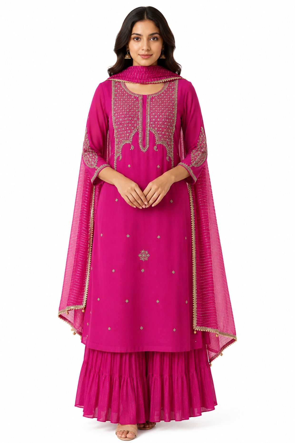 Ridhi garg Pink Silk Hand Work Kurta Set