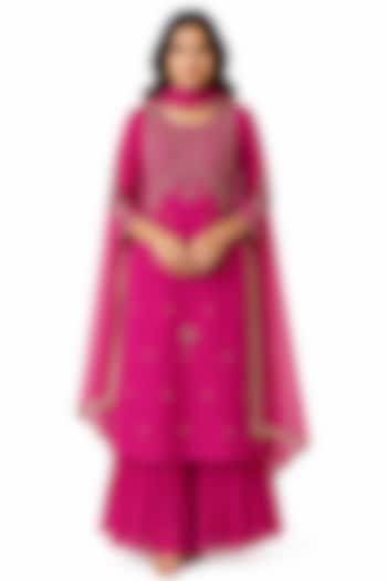 Pink Silk Hand Work Kurta Set by Ridhi garg at Pernia's Pop Up Shop