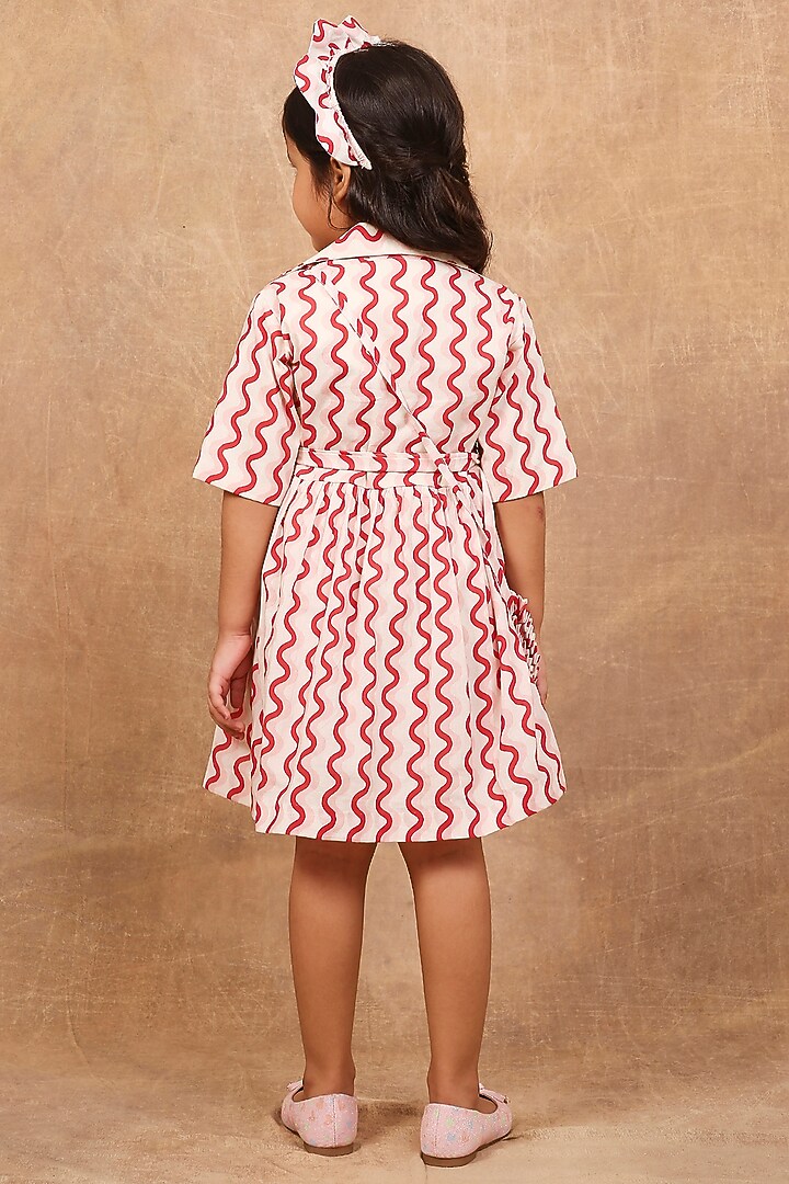 Red Pure Cotton Printed Dress For Girls by The Right Cut Kids at Pernia's Pop Up Shop