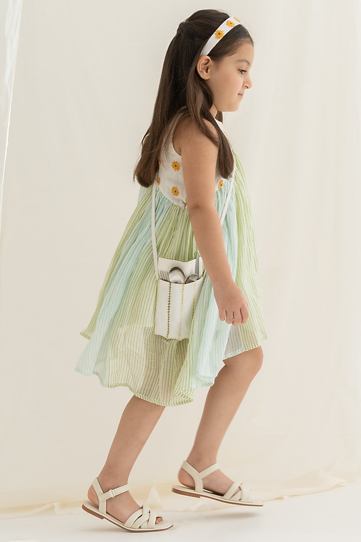 Multi Colored Embroidered Dress For Girls by The Right Cut Kids at Pernia's Pop Up Shop