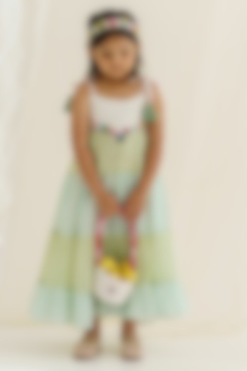 Multi Colored Hand Embroidered Dress For Girls by The Right Cut Kids at Pernia's Pop Up Shop