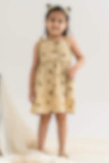 Beige Hand Printed Dress For Girls by The Right Cut Kids
