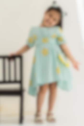 Sky Blue Handloom Khadi Dress For Girls by The Right Cut Kids