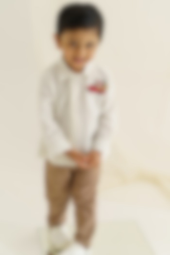 Pearl White Hand Embroidered Pant Set For Boys by The Right Cut Kids