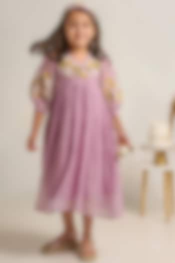 Lavender Embroidered Dress For Girls by The Right Cut Kids