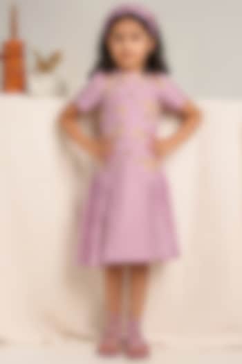 Lavender Floral Embroidered Dress For Girls by The Right Cut Kids