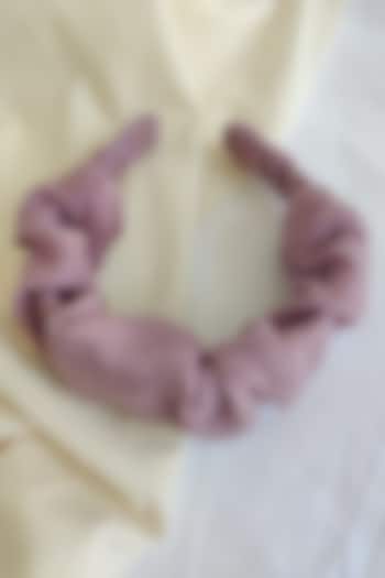 Lavender Chanderi Silk Scrunchie Hairband For Girls by The Right Cut Kids at Pernia's Pop Up Shop