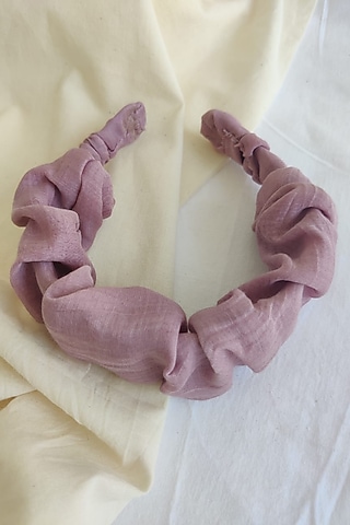 Lavender Chanderi Silk Scrunchie Hairband For Girls by The Right Cut Kids