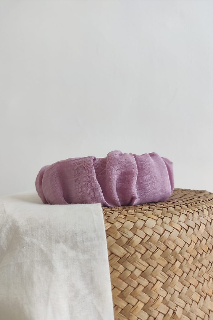Lavender Chanderi Silk Scrunchie Hairband For Girls by The Right Cut Kids at Pernia's Pop Up Shop