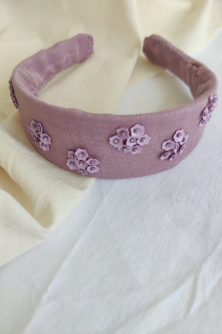 Lavender Embroidered Hairband For Girls by The Right Cut Kids at Pernia's Pop Up Shop