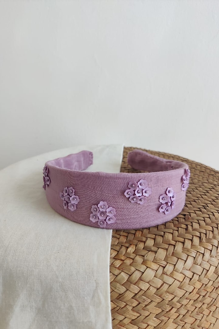 Lavender Embroidered Hairband For Girls by The Right Cut Kids at Pernia's Pop Up Shop