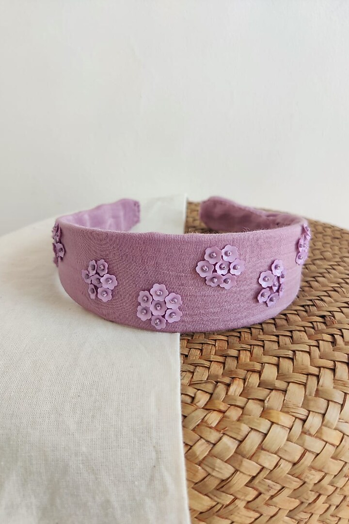 Lavender Embroidered Hairband For Girls by The Right Cut Kids at Pernia's Pop Up Shop