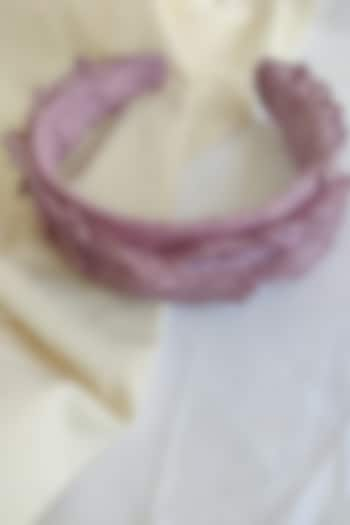 Lavender Embroidered Ruffled Hairband For Girls by The Right Cut Kids at Pernia's Pop Up Shop