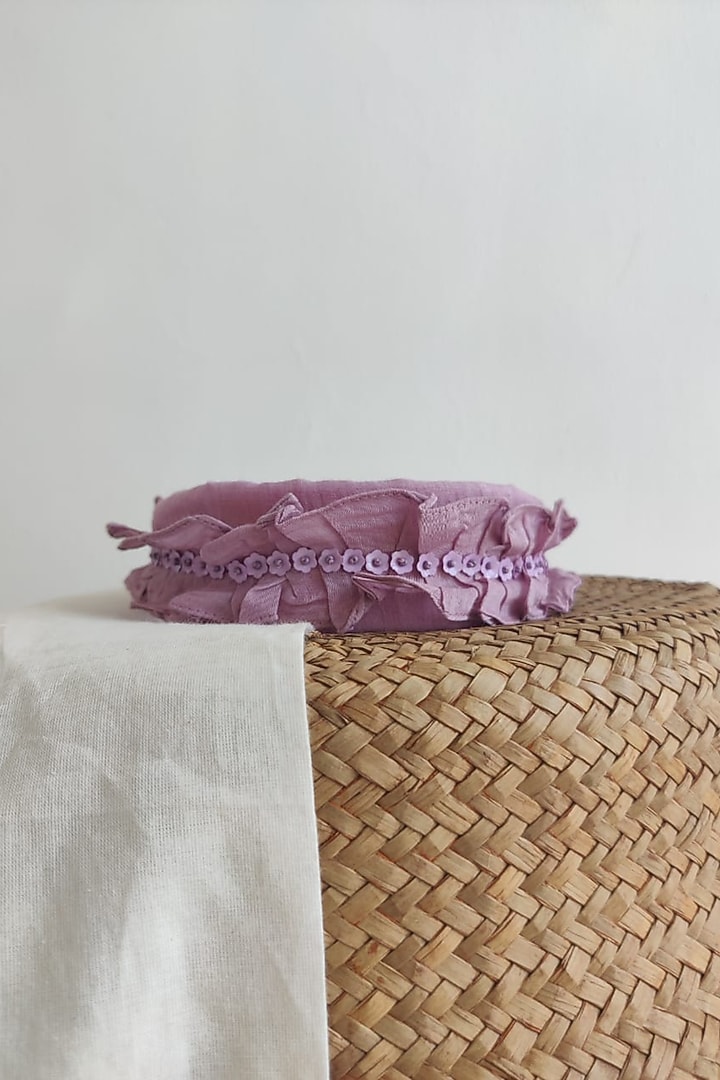 Lavender Embroidered Ruffled Hairband For Girls by The Right Cut Kids at Pernia's Pop Up Shop