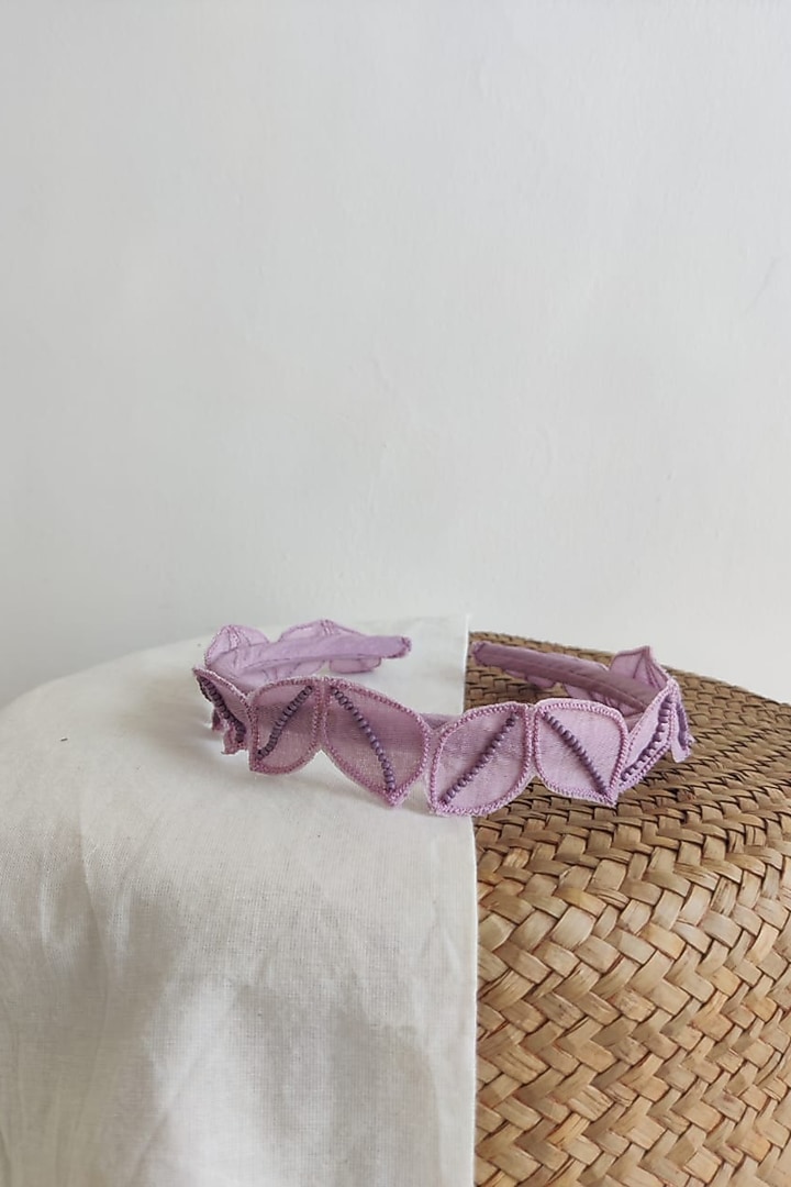 Lavender Applique Embroidered Hairband For Girls by The Right Cut Kids at Pernia's Pop Up Shop