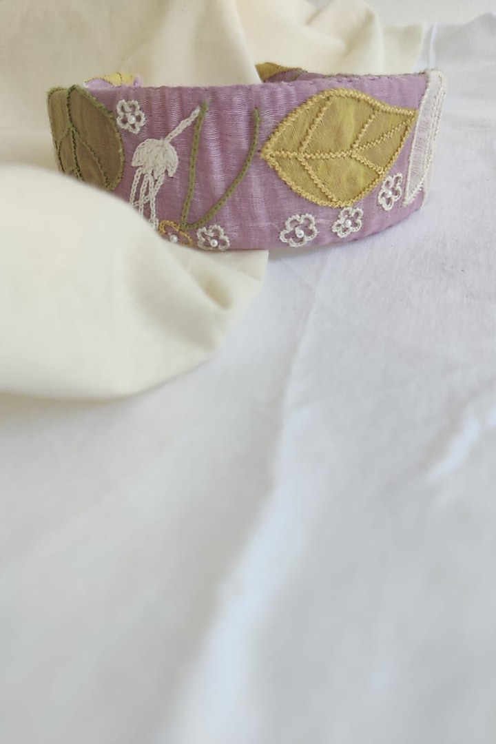 Lavender Floral Embroidered Hairband For Girls by The Right Cut Kids at Pernia's Pop Up Shop