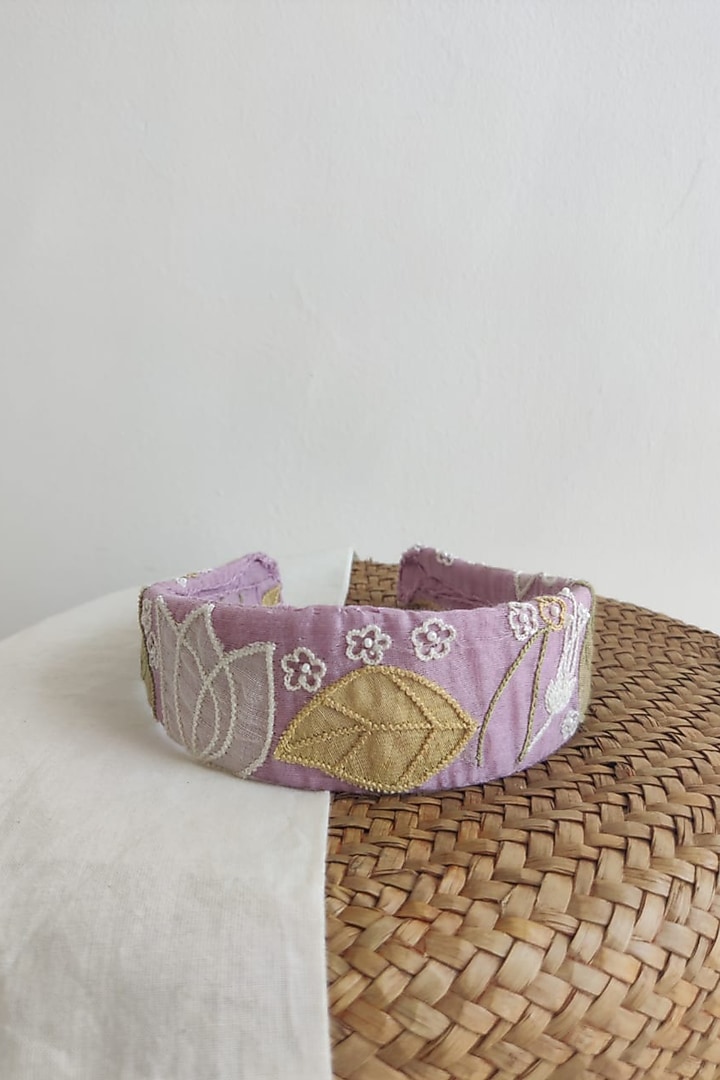 Lavender Floral Embroidered Hairband For Girls by The Right Cut Kids at Pernia's Pop Up Shop