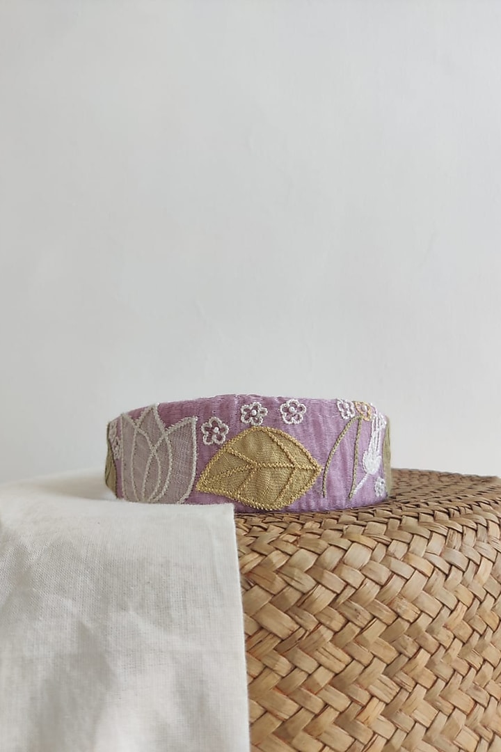Lavender Floral Embroidered Hairband For Girls by The Right Cut Kids at Pernia's Pop Up Shop