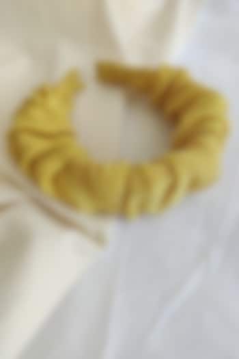 Yellow Chanderi Silk Scrunchie Hairband For Girls by The Right Cut Kids at Pernia's Pop Up Shop