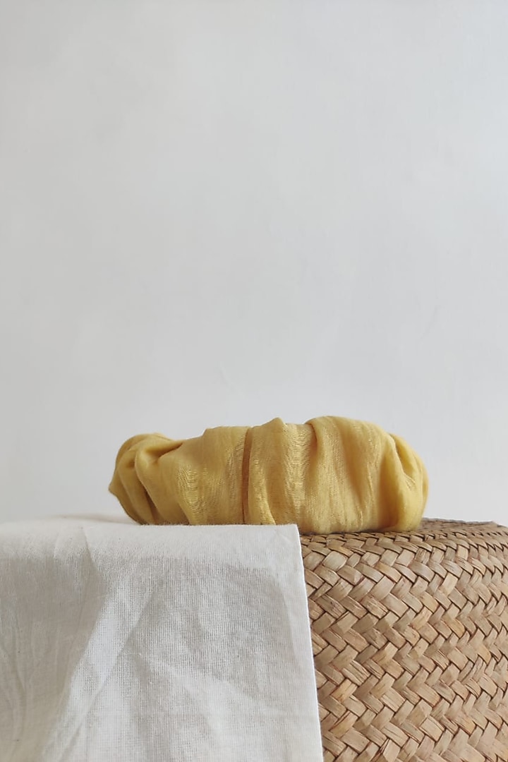 Yellow Chanderi Silk Scrunchie Hairband For Girls by The Right Cut Kids at Pernia's Pop Up Shop