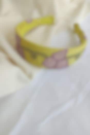 Yellow Floral Embroidered Hairband For Girls by The Right Cut Kids at Pernia's Pop Up Shop