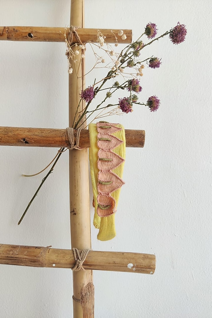 Yellow Applique Embroidered Hairband For Girls by The Right Cut Kids at Pernia's Pop Up Shop
