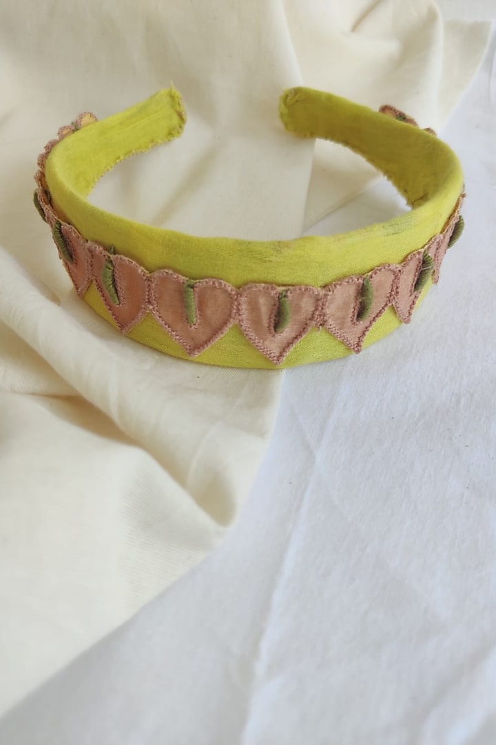 Yellow Applique Embroidered Hairband For Girls by The Right Cut Kids at Pernia's Pop Up Shop