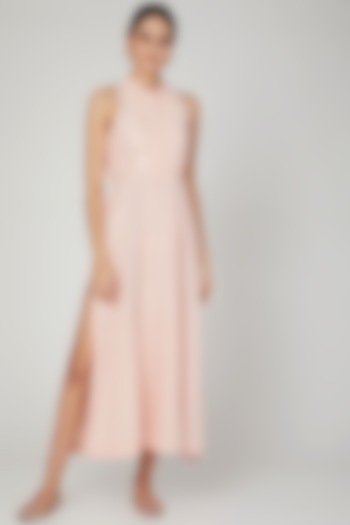 Blush Pink Embroidered Dress With Belt For Girls by The Right Cut Kids at Pernia's Pop Up Shop