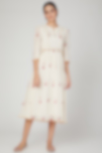 Ivory Embroidered & Printed Dress For Girls by The Right Cut Kids