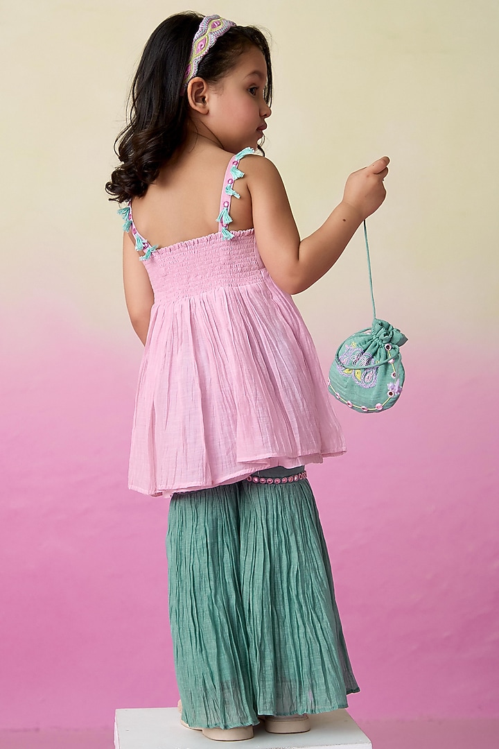 Mint Chanderi Sharara for Girls by The Right Cut Kids at Pernia's Pop Up Shop