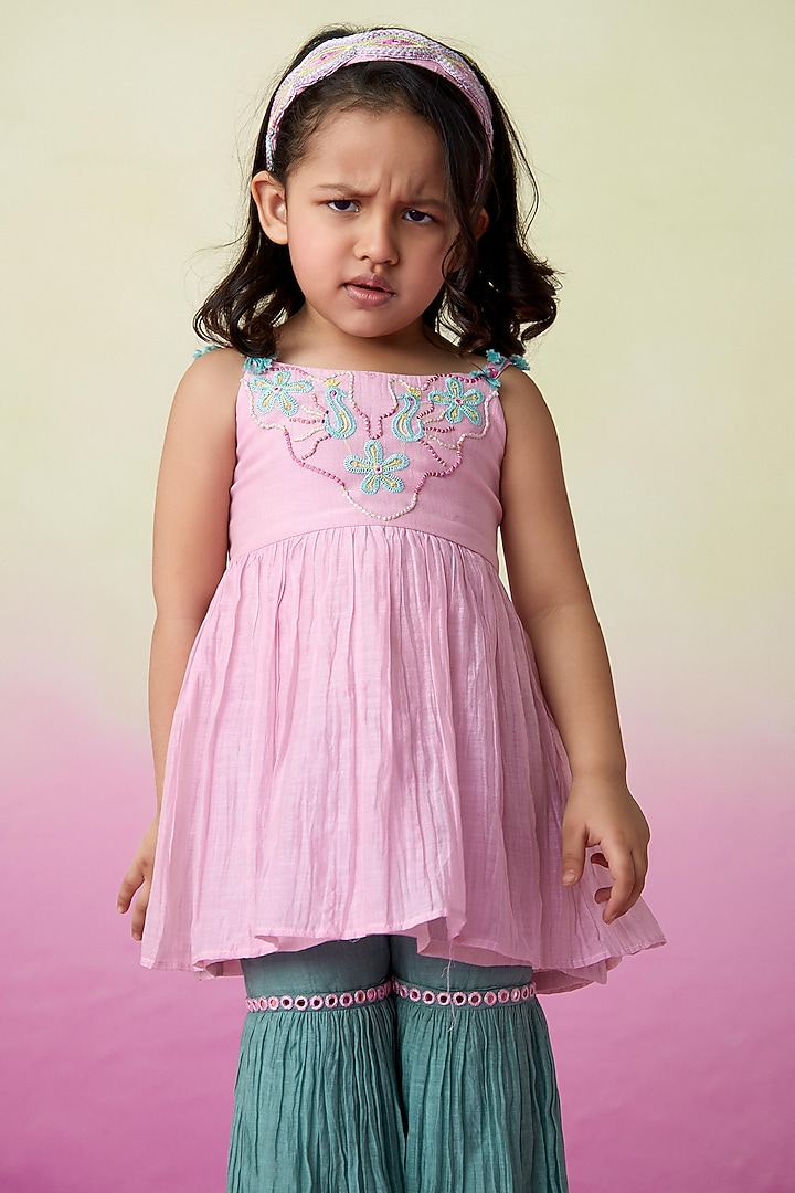 Mint Chanderi Sharara for Girls by The Right Cut Kids at Pernia's Pop Up Shop