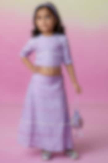 Lavender Chanderi Skirt Set for Girls by The Right Cut Kids at Pernia's Pop Up Shop