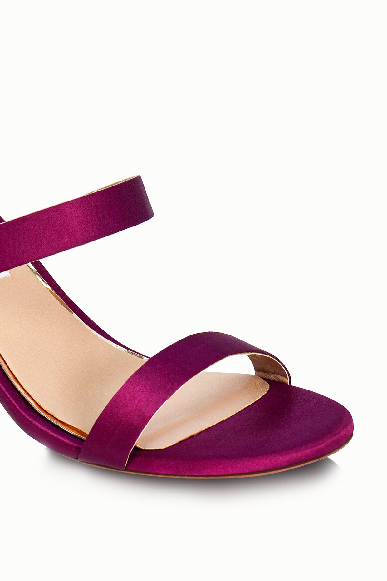 Patterned Low Heel Satin Sandals Purple-Blue Quincy - - ZAZOO.PL