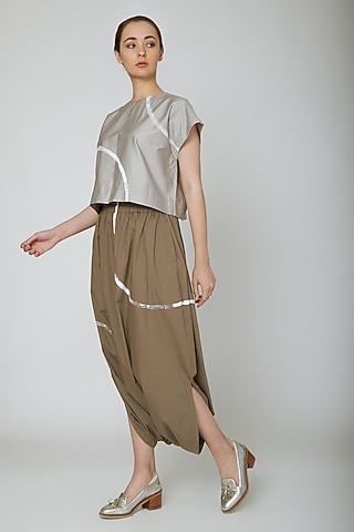 Brown Draped Harem Pants by Ritesh Kumar