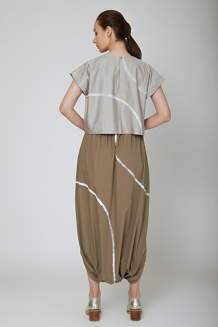 Brown Draped Harem Pants by Ritesh Kumar at Pernia's Pop Up Shop